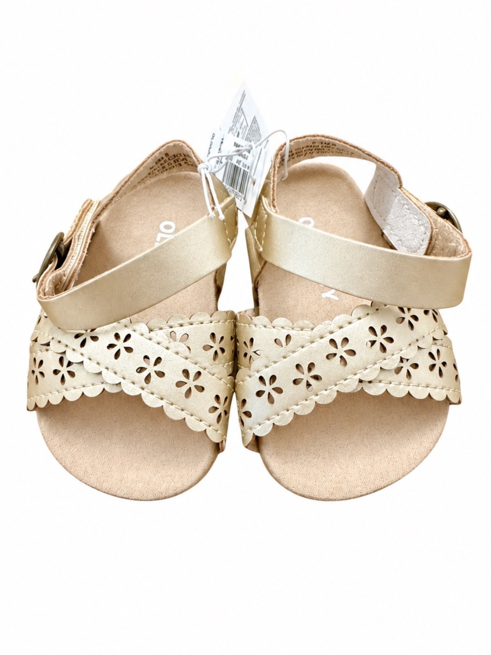NWT Old Navy Baby Girl Gold Perforated Scallop Sandals 0-3 months
